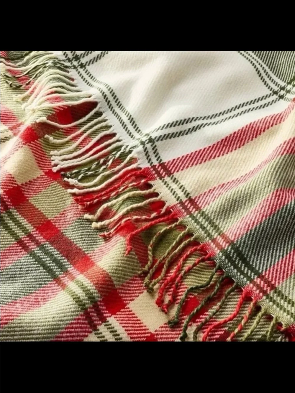 Hearth & Hand with Magnolia Plaid Throw in Olive Green, Red, & Cream
